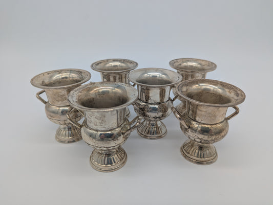 Set aus 6 Versilberten Amphoren Übertöpfen Vasen Vintage Design