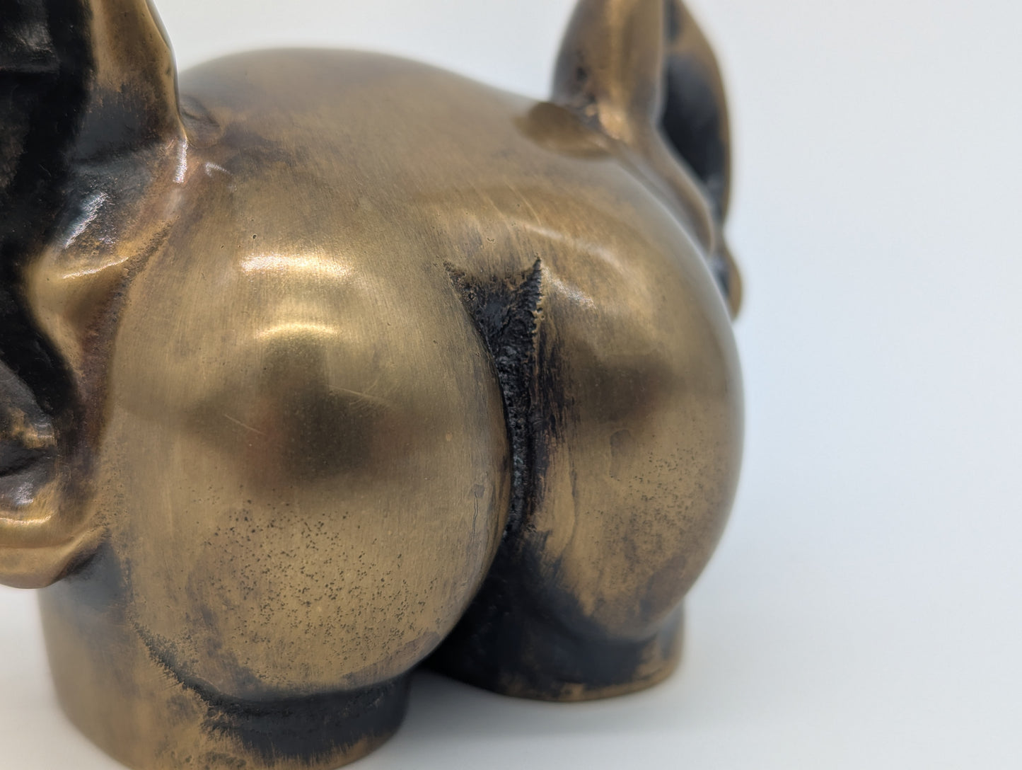 Set 2 Bronze Figuren Arsch mit Ohren Massiv Skulpturen Dekoration Vintage