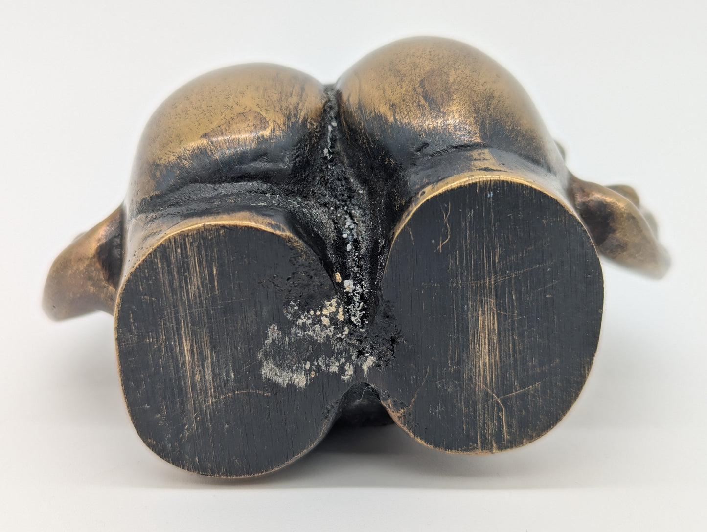 Set 2 Bronze Figuren Arsch mit Ohren Massiv Skulpturen Dekoration Vintage