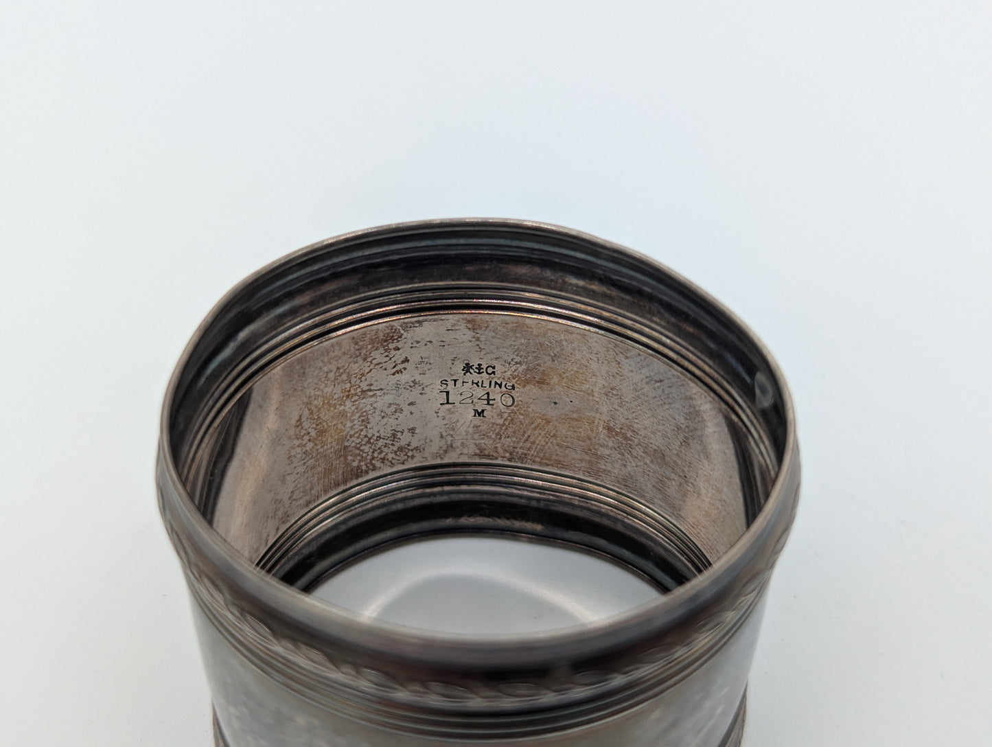 Set 7 Serviettenringe Silber Sterling 800er- Silber Antik Vintage Dekoration