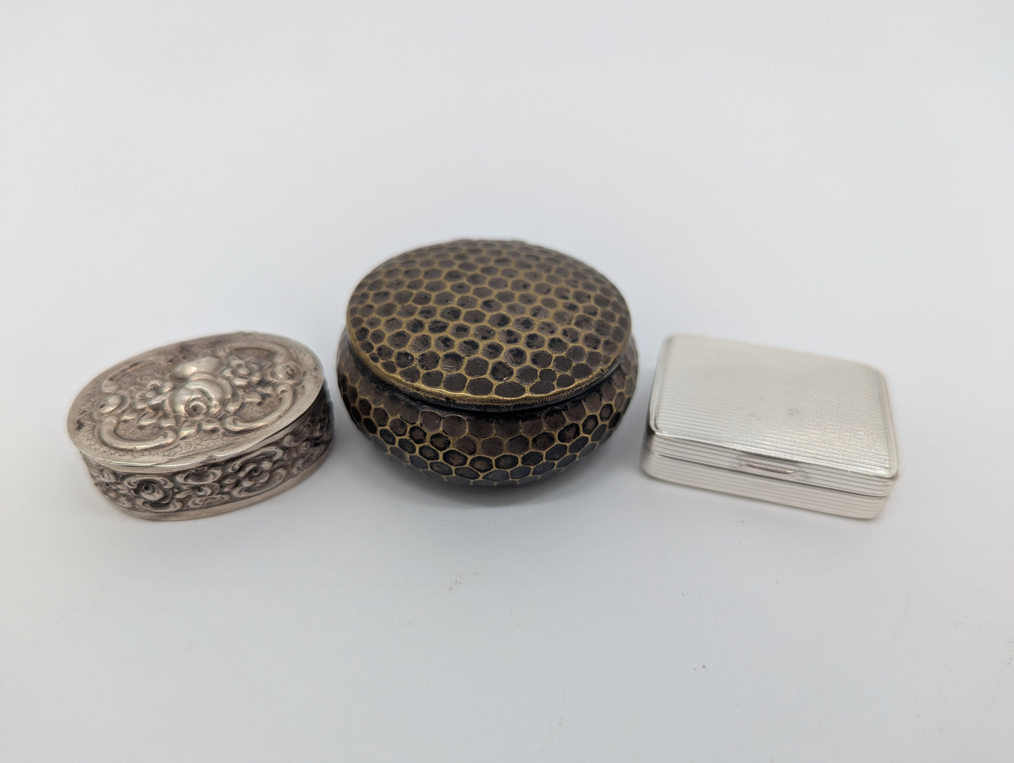 Set aus 3 Pillendosen versilbert Antiker Stil Vintage Dekoration Schmuckdose