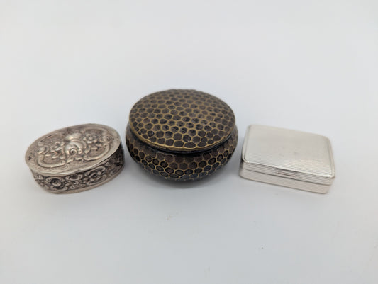 Set aus 3 Pillendosen versilbert Antiker Stil Vintage Dekoration Schmuckdose