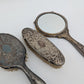 Versilbertes Frisierset 3 teilig Spiegel Handbürsten Antik Vintage Dekoration