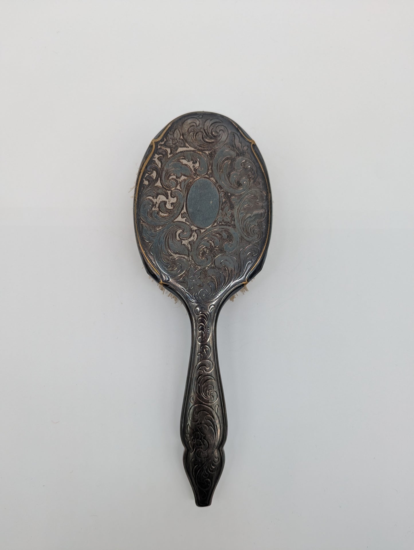 Versilbertes Frisierset 3 teilig Spiegel Handbürsten Antik Vintage Dekoration