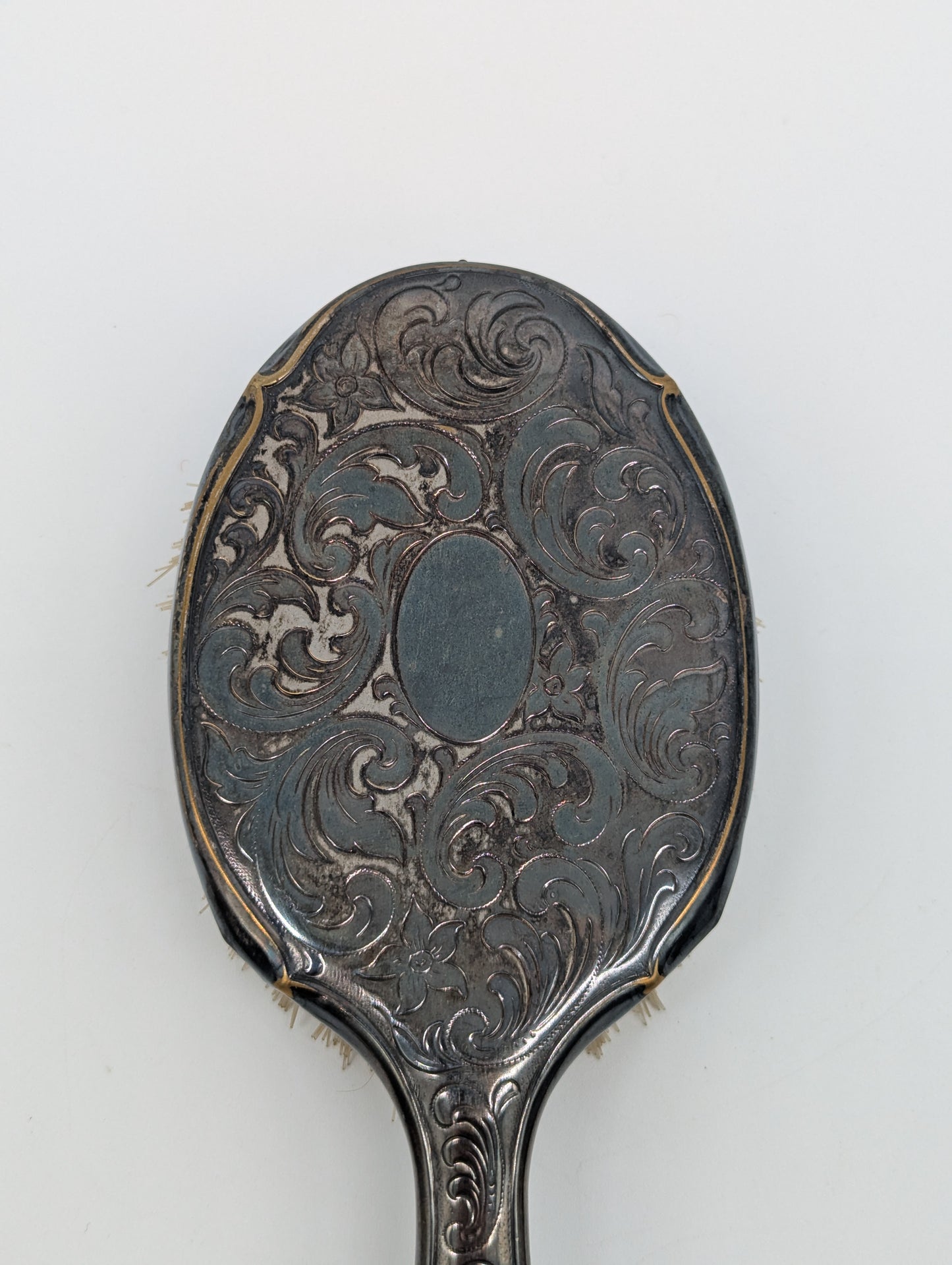 Versilbertes Frisierset 3 teilig Spiegel Handbürsten Antik Vintage Dekoration