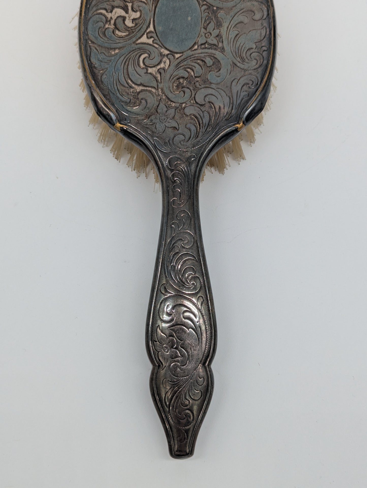 Versilbertes Frisierset 3 teilig Spiegel Handbürsten Antik Vintage Dekoration