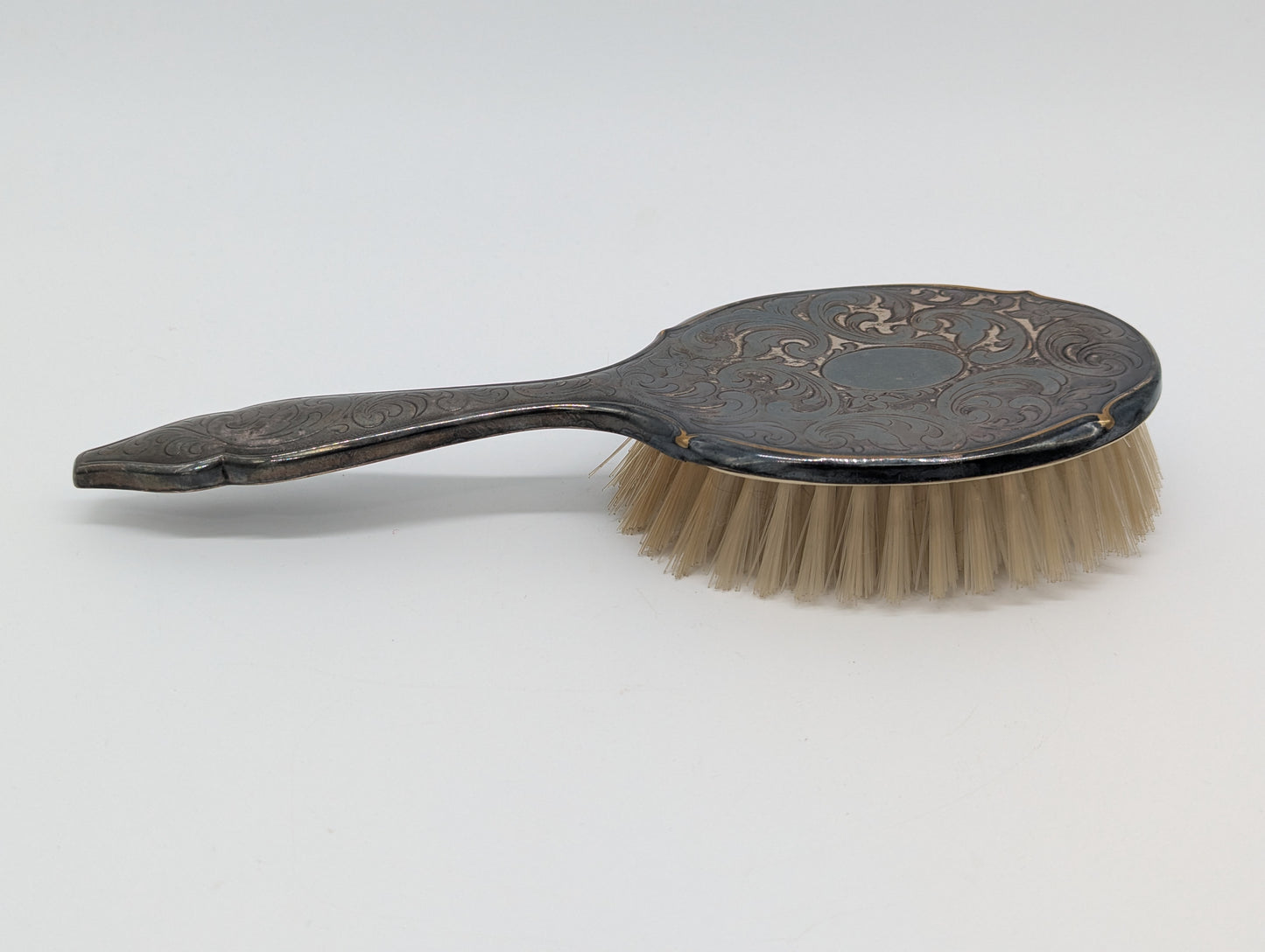 Versilbertes Frisierset 3 teilig Spiegel Handbürsten Antik Vintage Dekoration