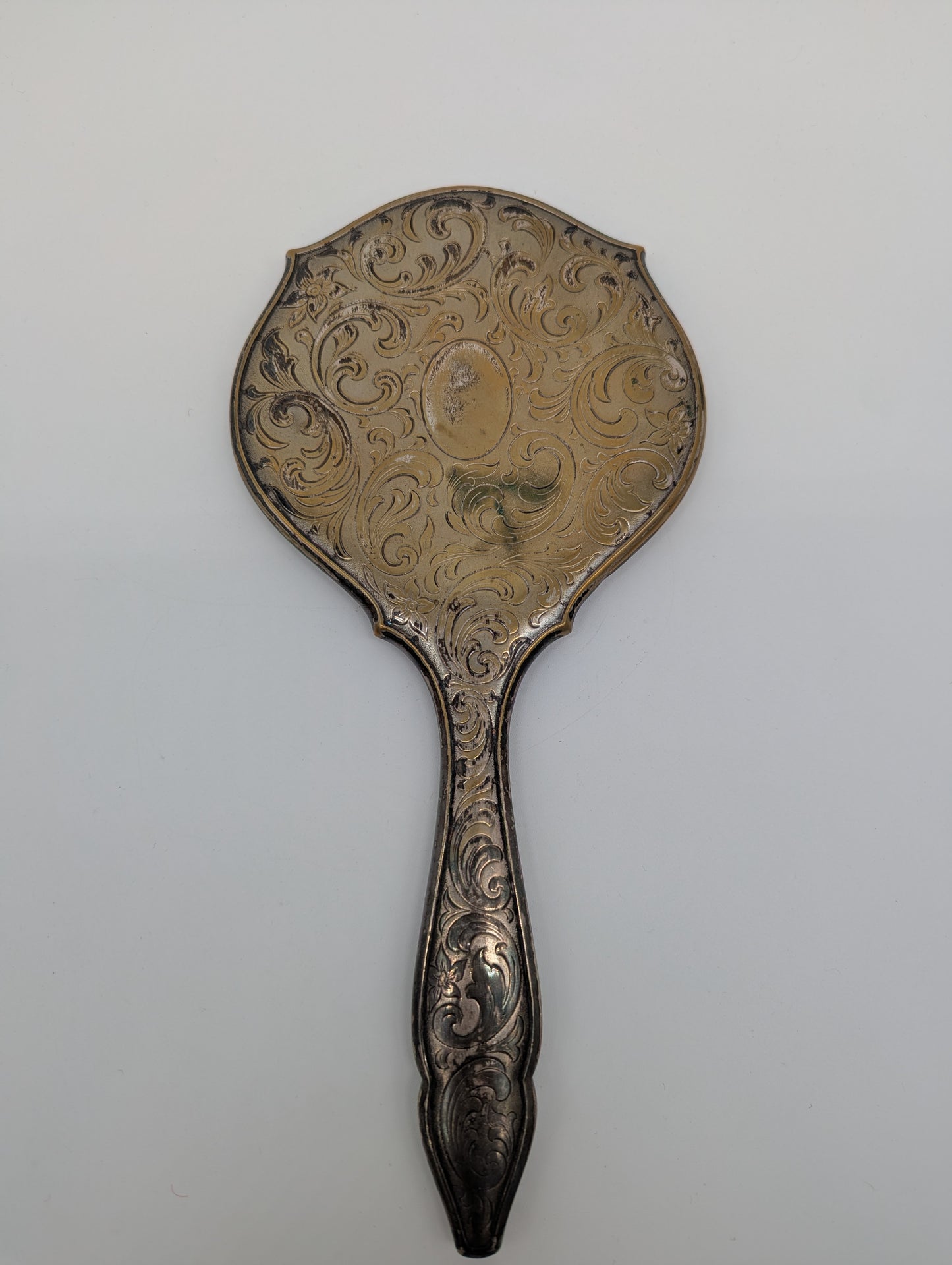 Versilbertes Frisierset 3 teilig Spiegel Handbürsten Antik Vintage Dekoration