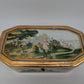 Porzellanschatulle Schmuckschatulle Handbemalt mit Landschaftsszenen vergoldet