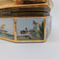 Porzellanschatulle Schmuckschatulle Handbemalt mit Landschaftsszenen vergoldet