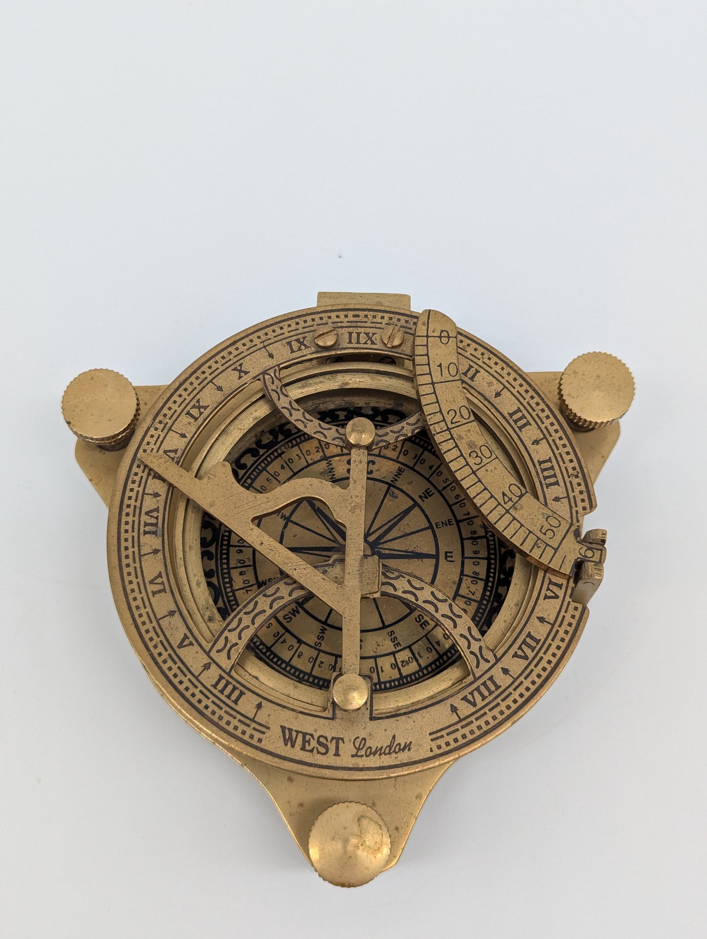 Messing Sonnenuhr mit Kompass West London Maritime Deko Vintage Stil