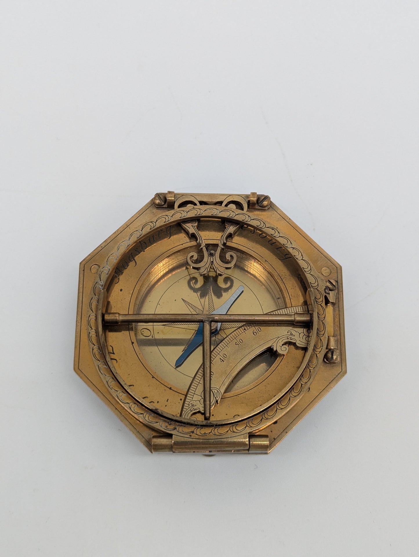 Äquatorialsonnenuhr Augsburger Typ Messing Kompass Maritim Vintage