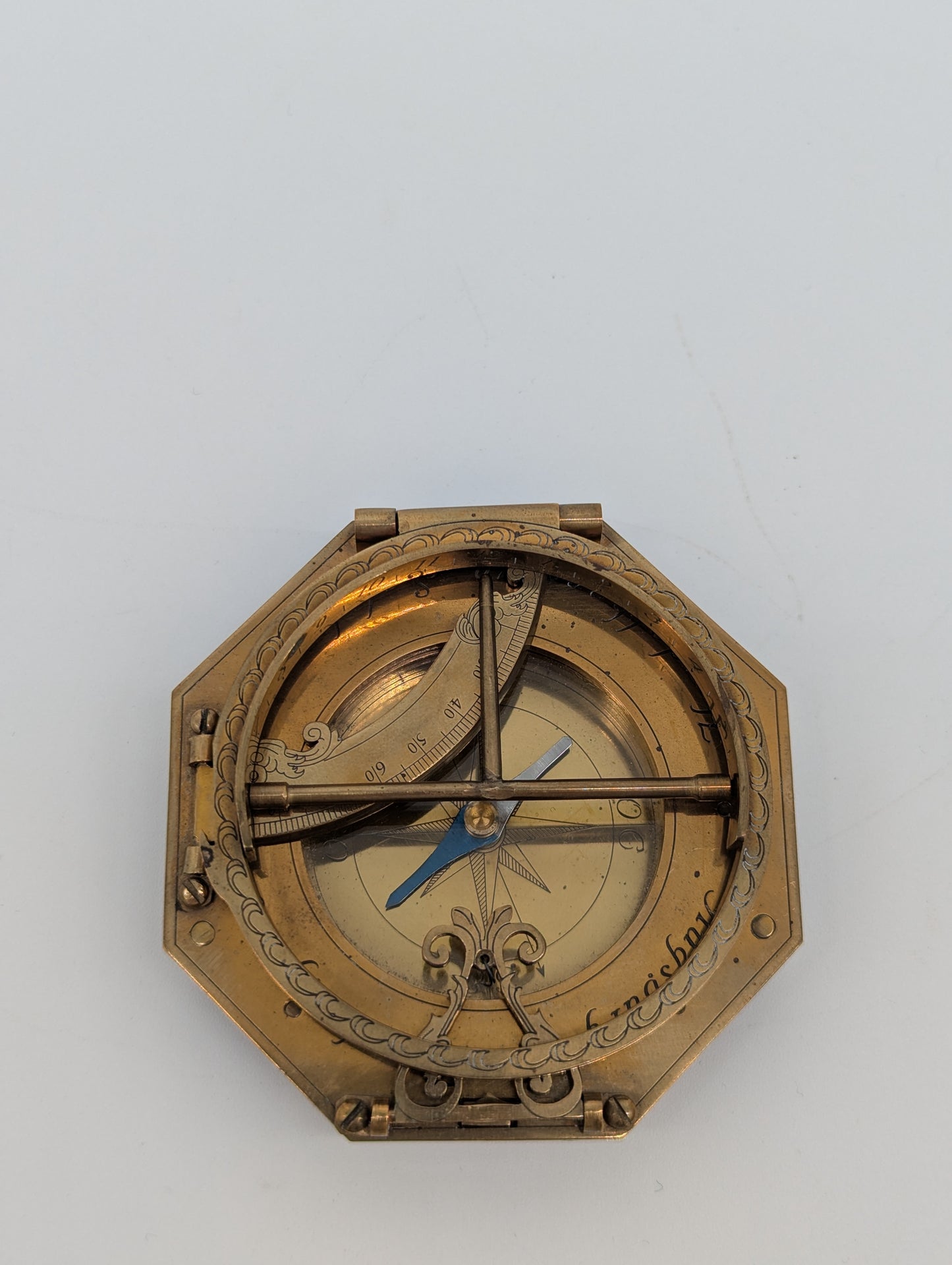 Äquatorialsonnenuhr Augsburger Typ Messing Kompass Maritim Vintage