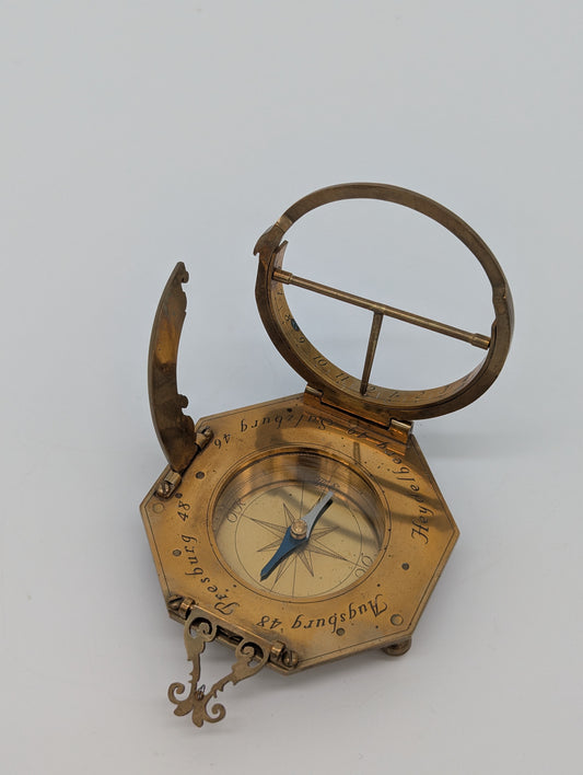 Äquatorialsonnenuhr Augsburger Typ Messing Kompass Maritim Vintage