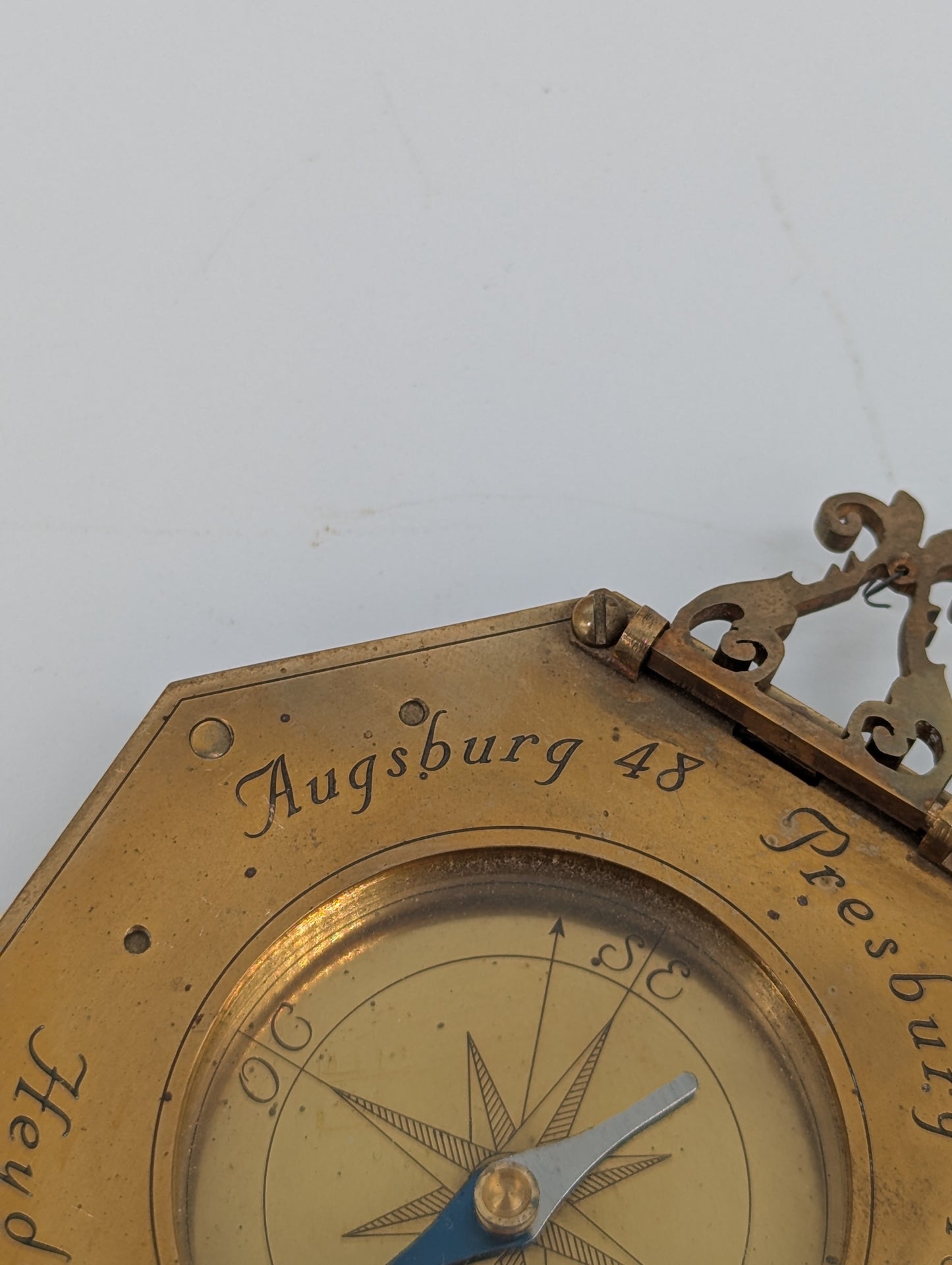 Äquatorialsonnenuhr Augsburger Typ Messing Kompass Maritim Vintage
