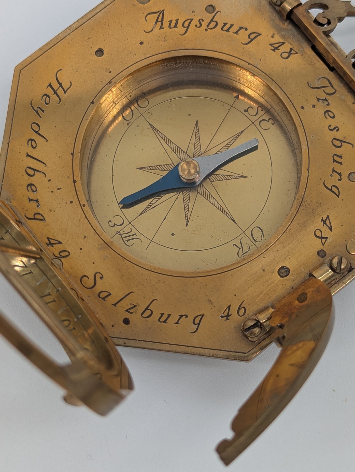 Äquatorialsonnenuhr Augsburger Typ Messing Kompass Maritim Vintage