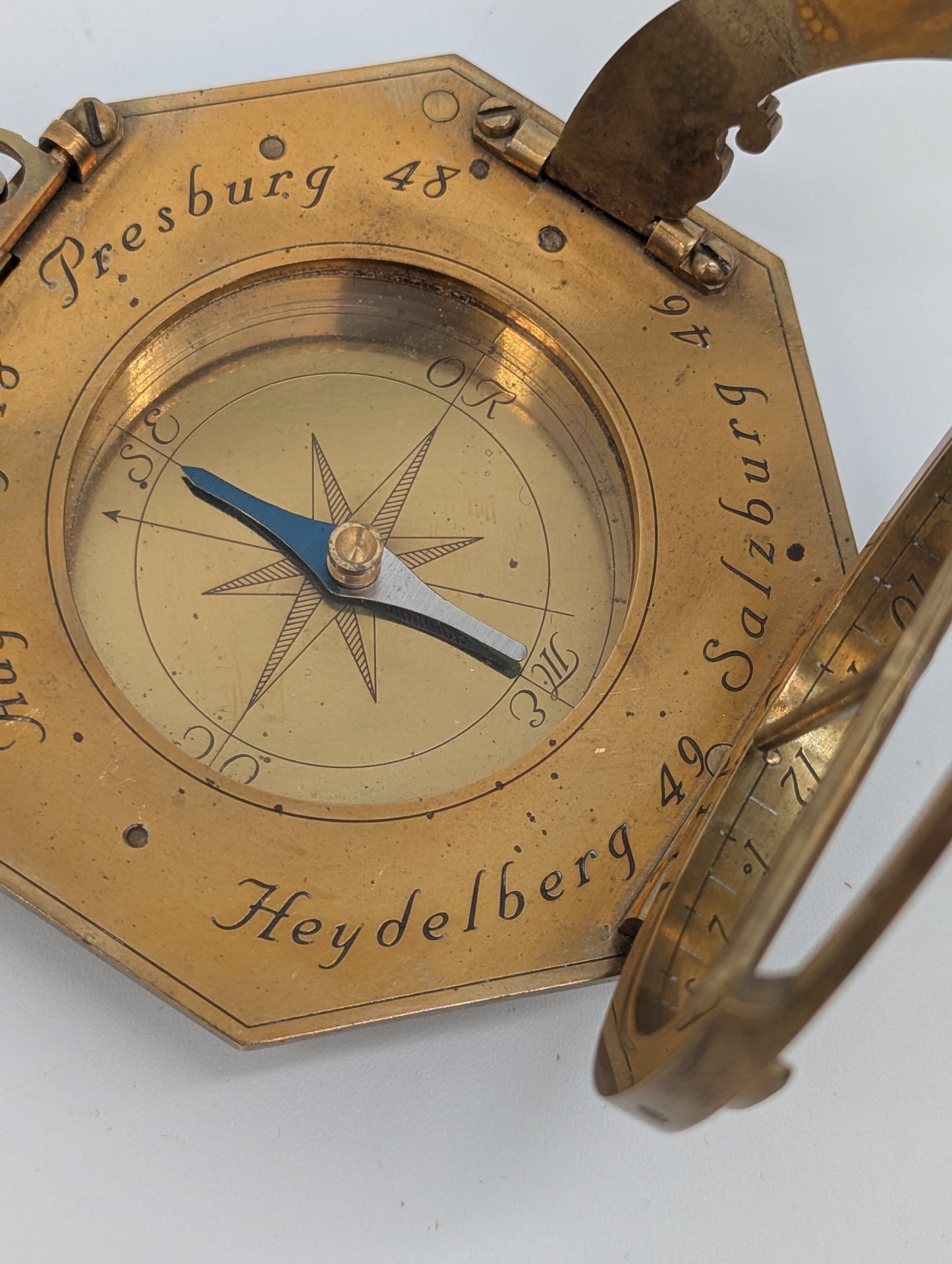 Äquatorialsonnenuhr Augsburger Typ Messing Kompass Maritim Vintage