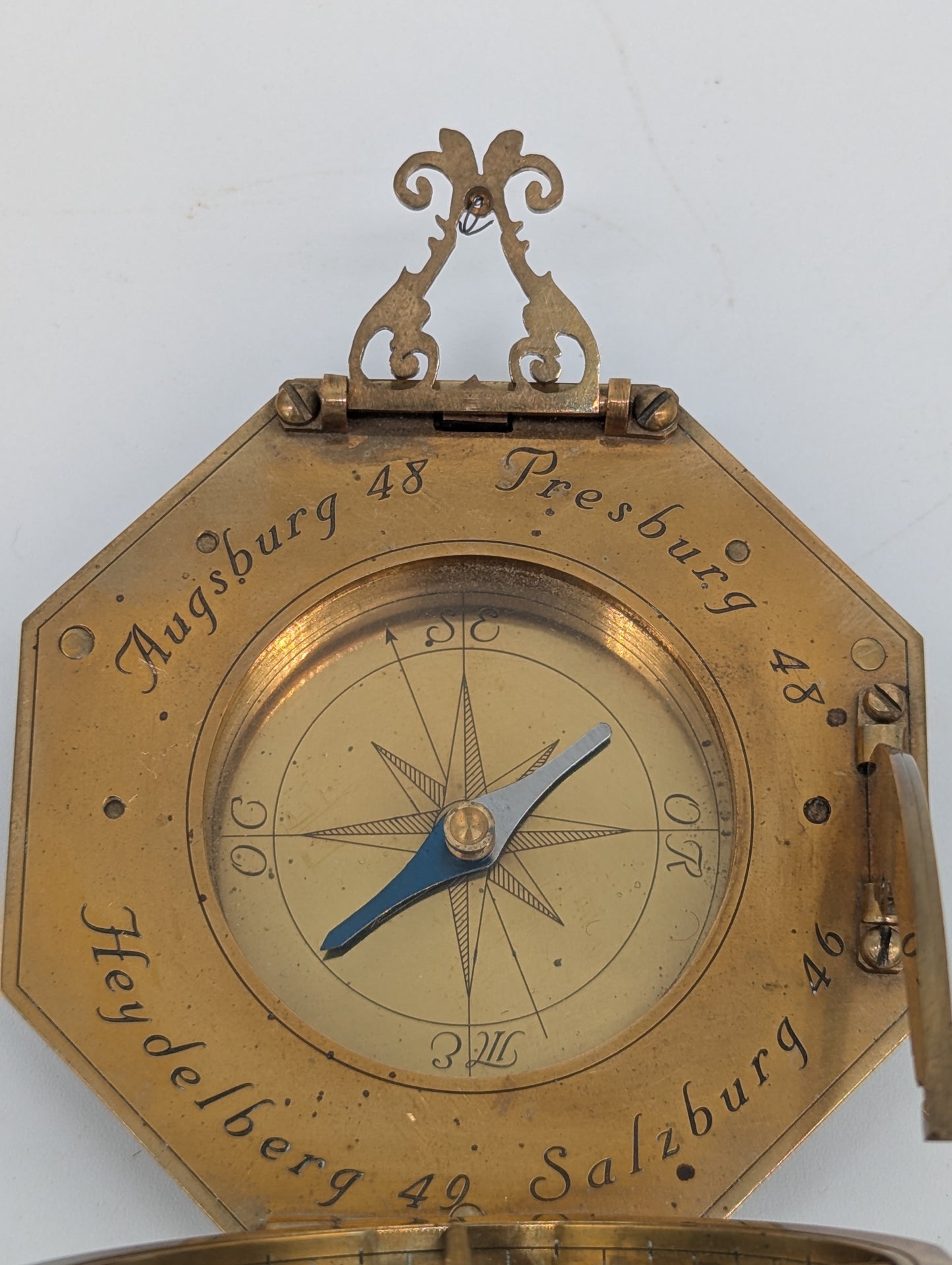 Äquatorialsonnenuhr Augsburger Typ Messing Kompass Maritim Vintage