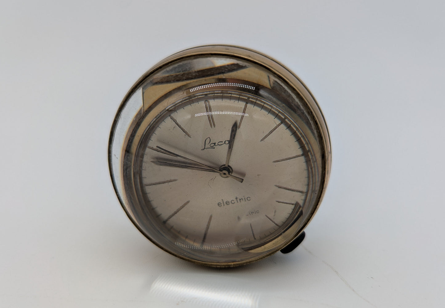 Laco Electric Uhr Taschenuhr in Glaskugel Vintage Design Messing