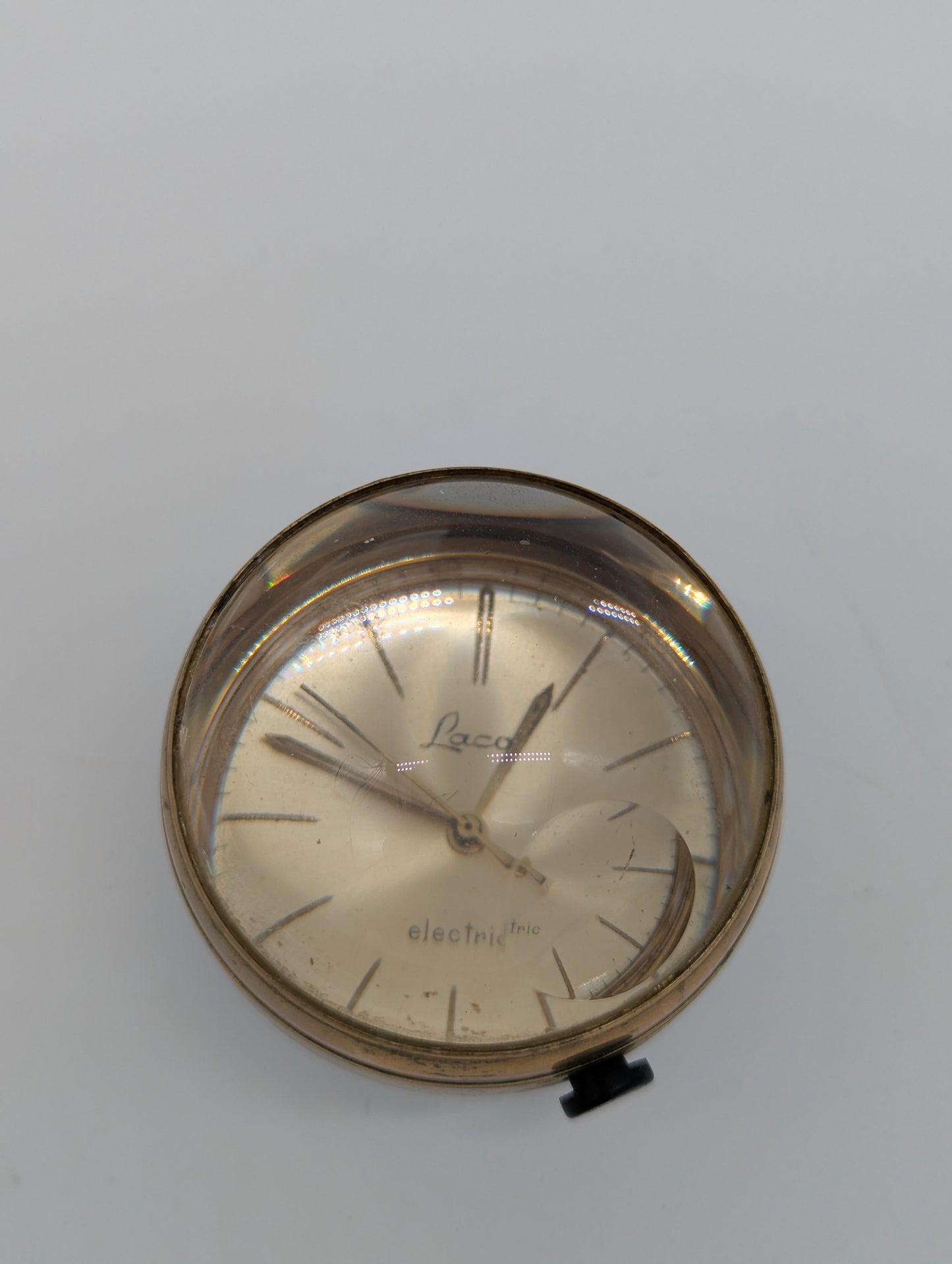 Laco Electric Uhr Taschenuhr in Glaskugel Vintage Design Messing