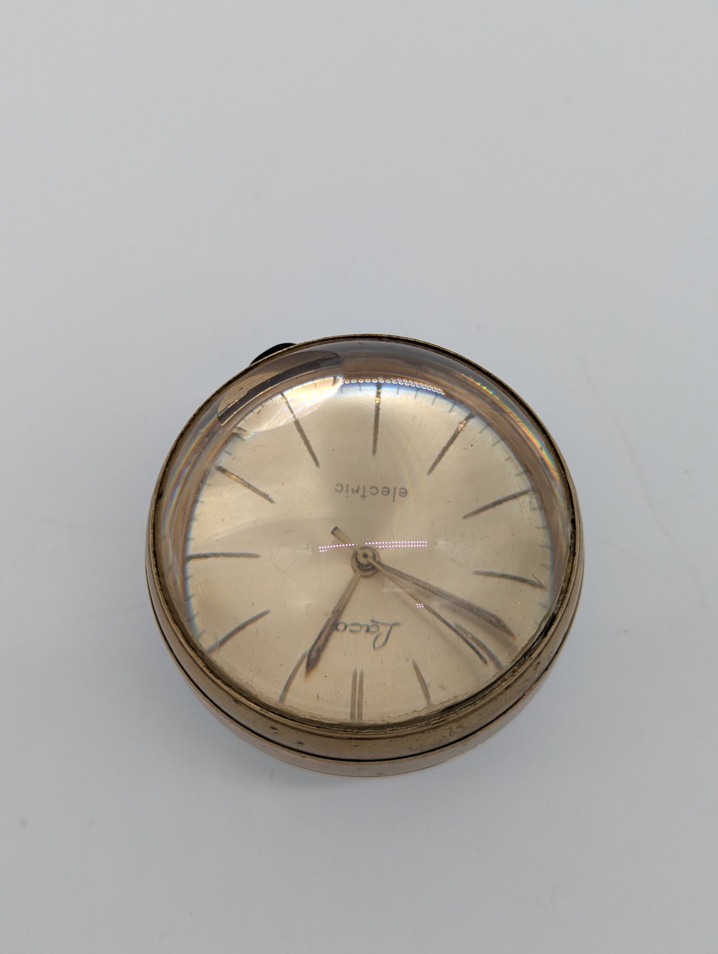 Laco Electric Uhr Taschenuhr in Glaskugel Vintage Design Messing