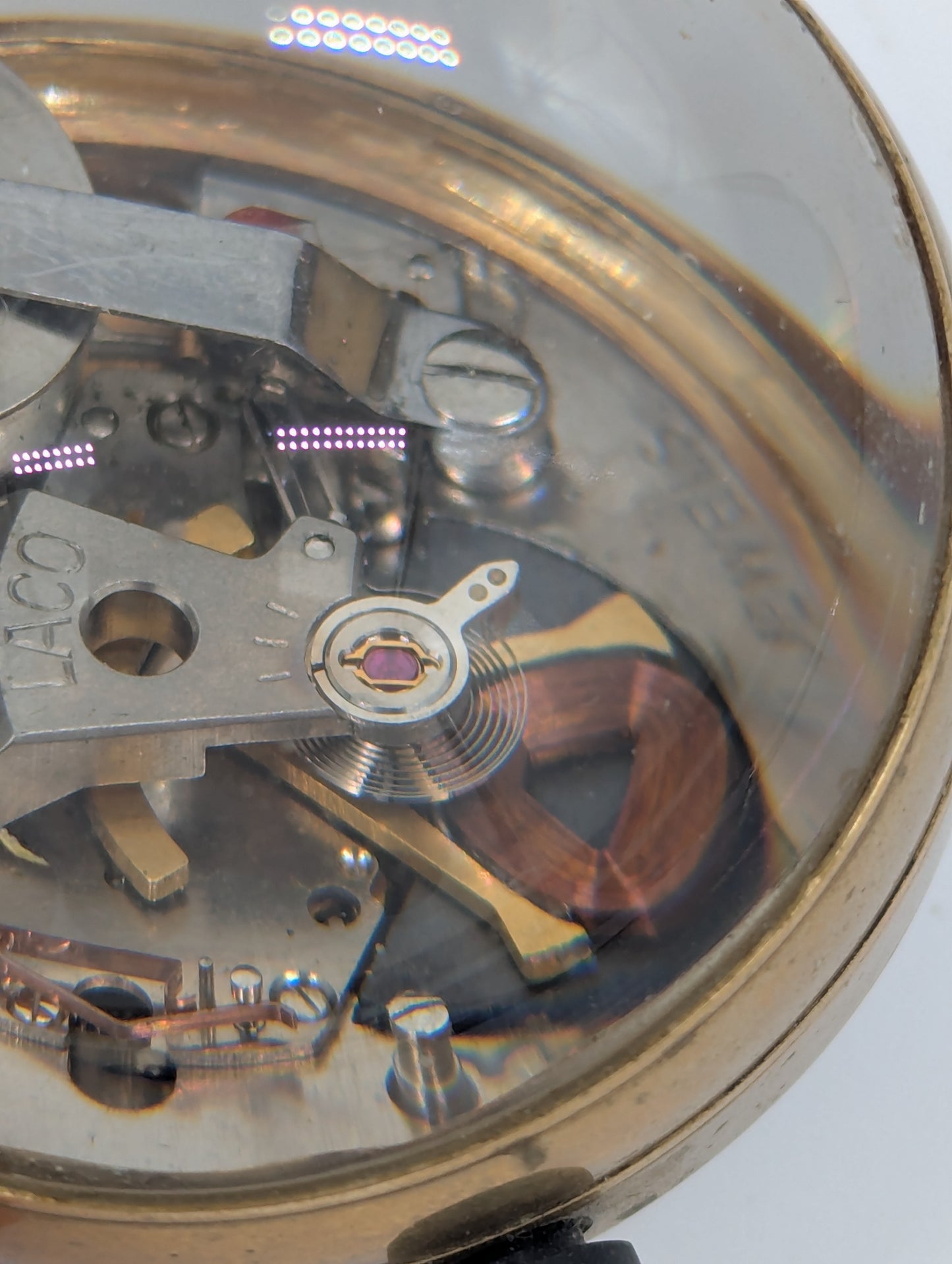 Laco Electric Uhr Taschenuhr in Glaskugel Vintage Design Messing