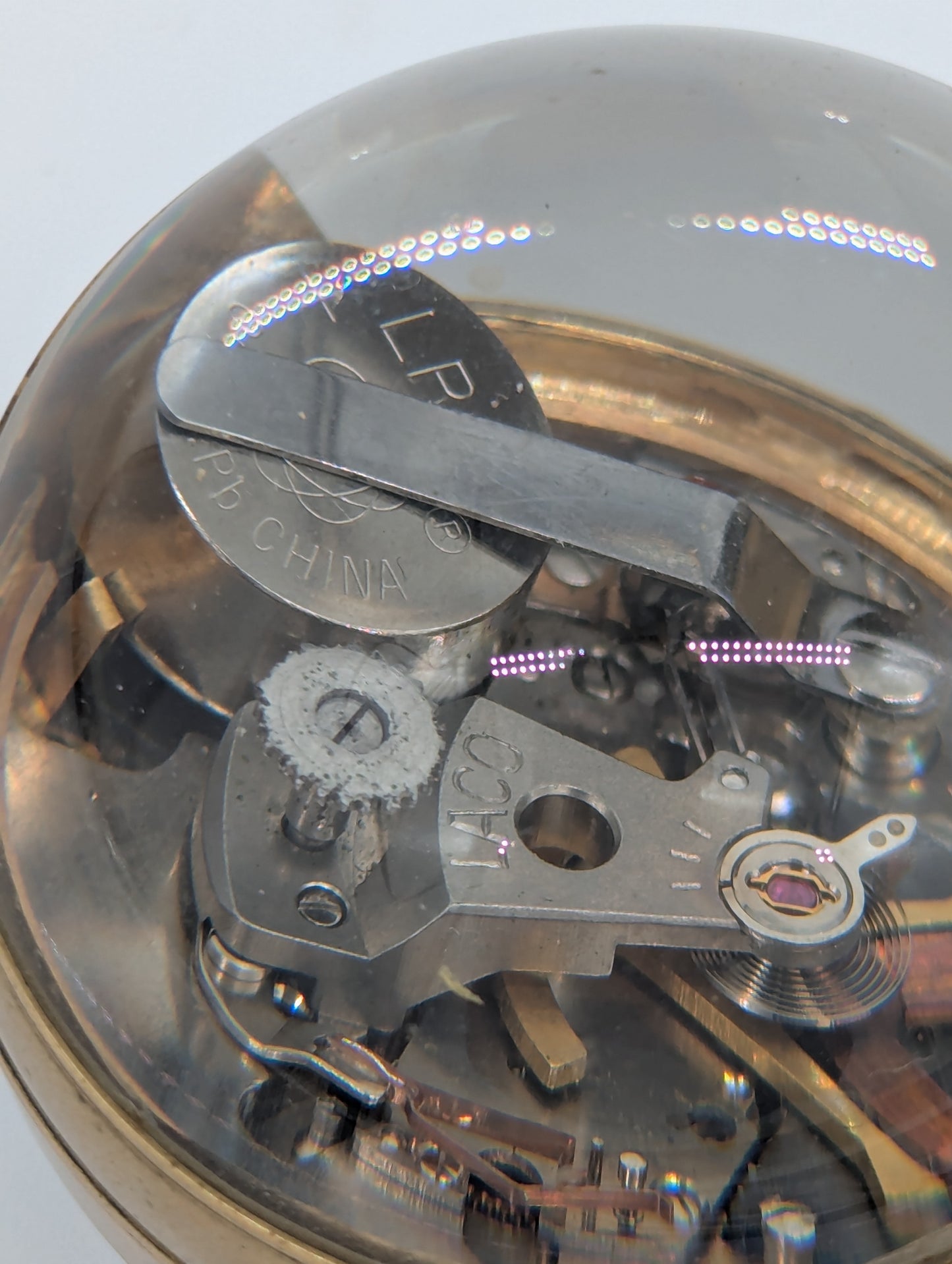 Laco Electric Uhr Taschenuhr in Glaskugel Vintage Design Messing