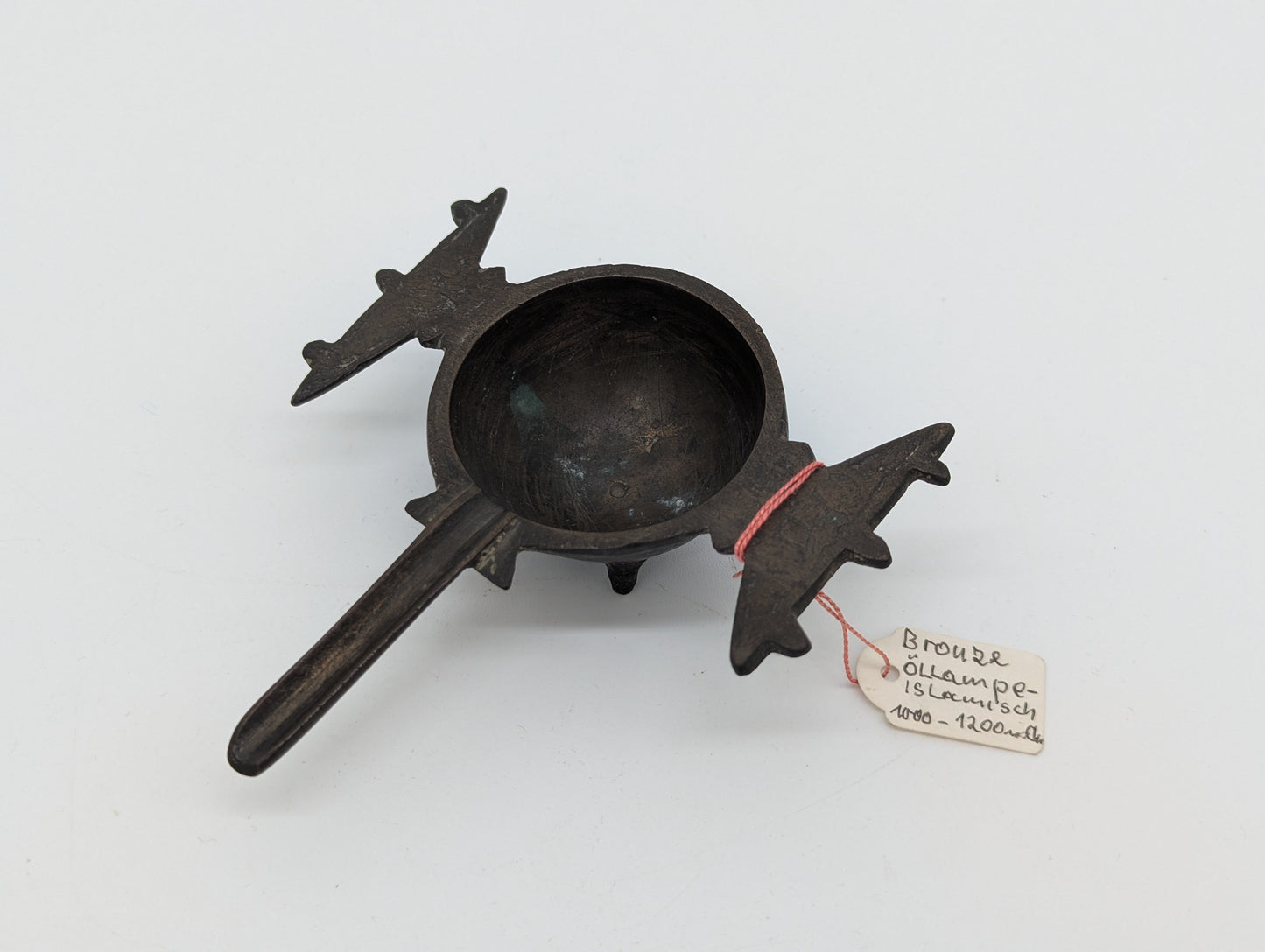 Antike islamische Bronze Öllampe 11 Jh. Mittelalterliche Lampe