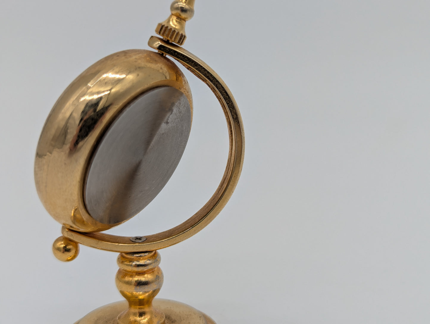 Miniatur Tischuhr Skelettuhr Goldoptik Mechanik Uhr Vintage