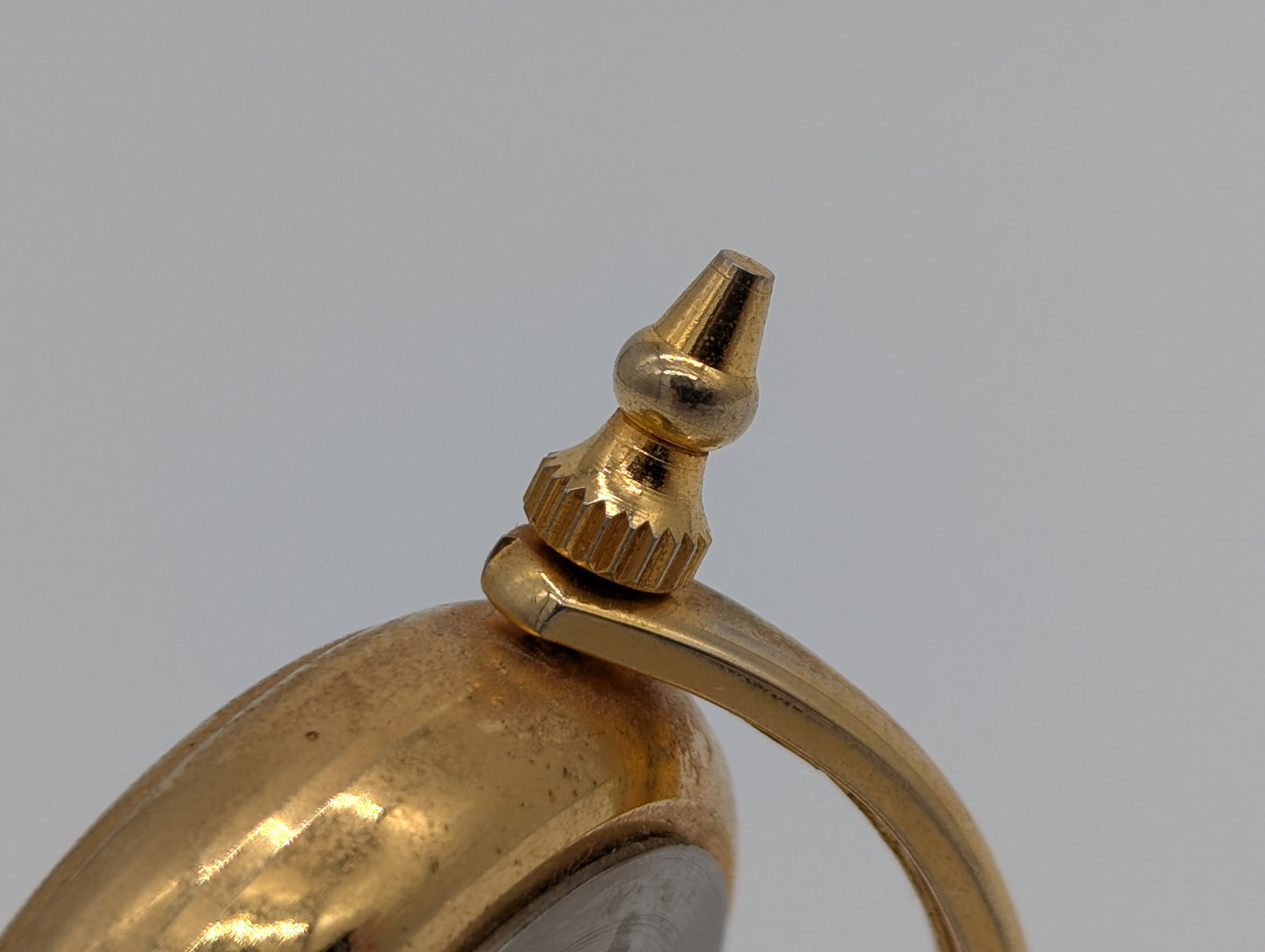 Miniatur Tischuhr Skelettuhr Goldoptik Mechanik Uhr Vintage