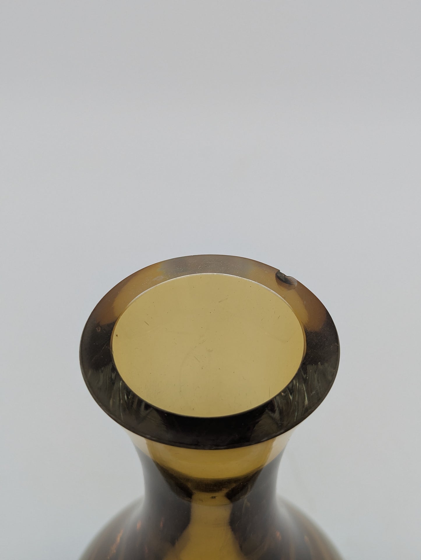 Finnische Designer Glasvase Braun Klarglas mit Gravur Vintage Design