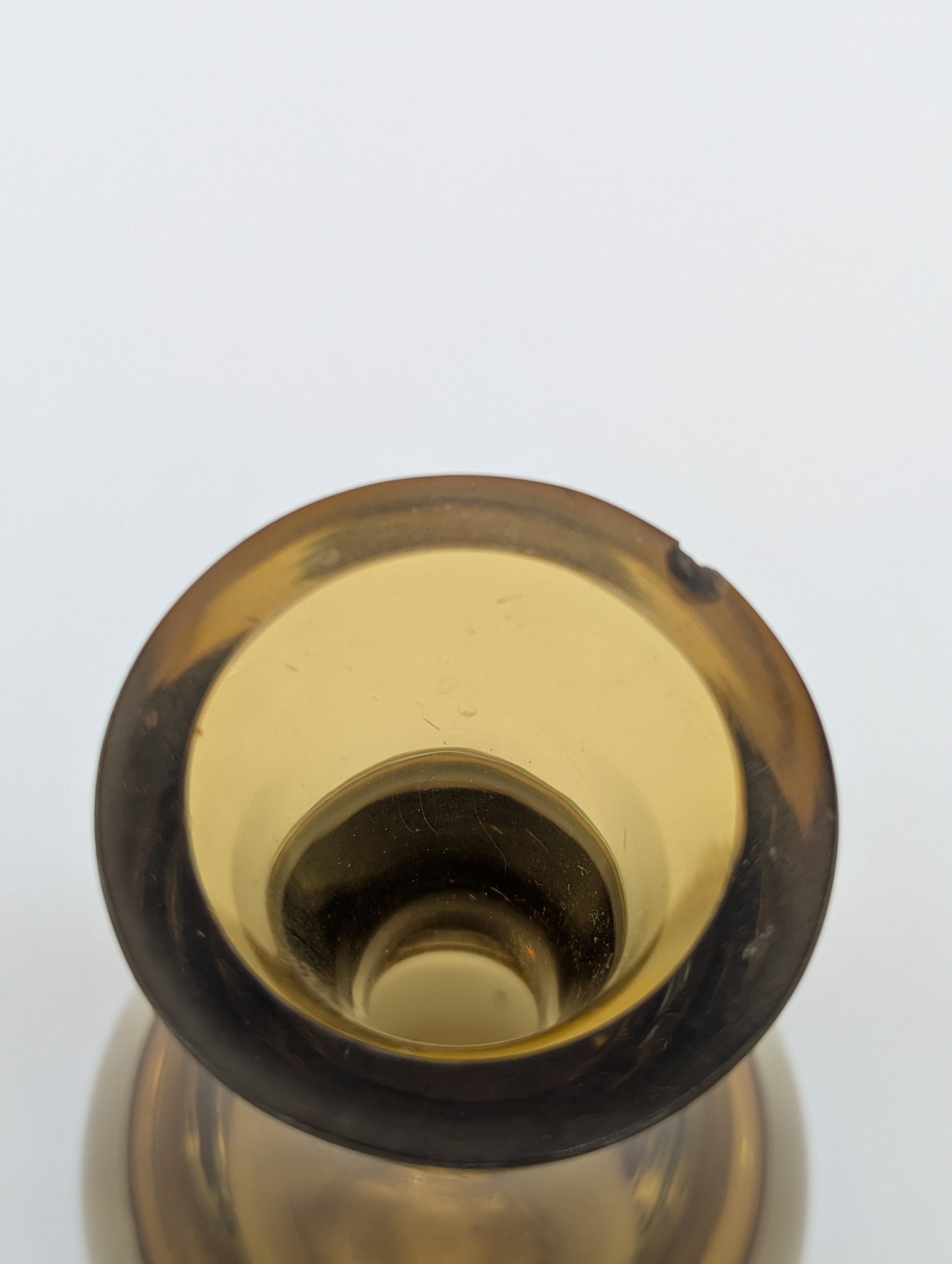 Finnische Designer Glasvase Braun Klarglas mit Gravur Vintage Design