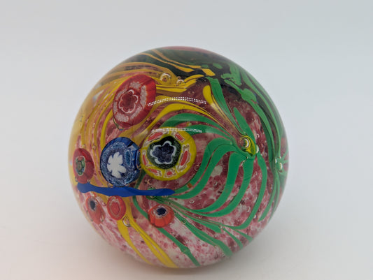 Murano Glas Briefbeschwerer Millefiori Handarbeit Blumendesign