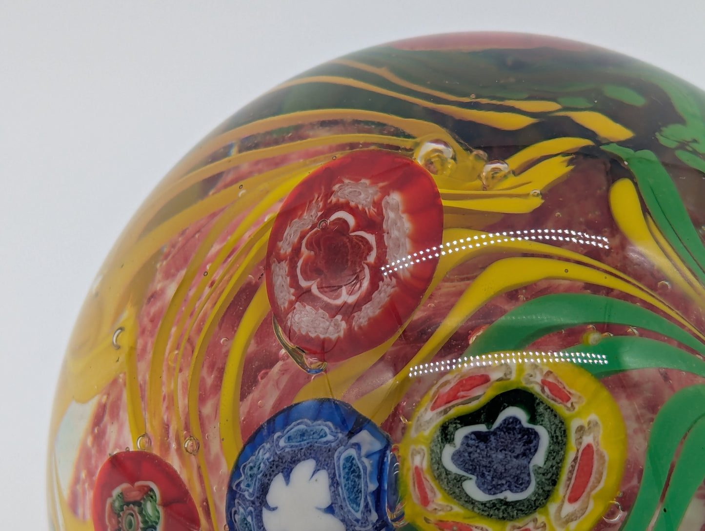 Murano Glas Briefbeschwerer Millefiori Handarbeit Blumendesign