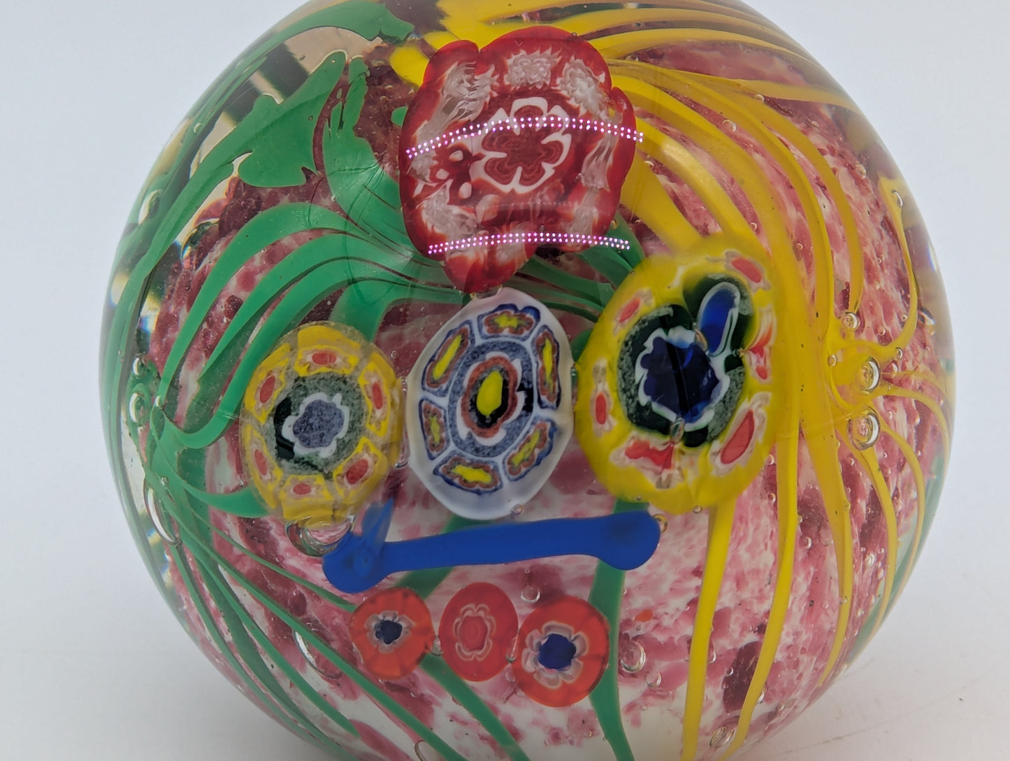 Murano Glas Briefbeschwerer Millefiori Handarbeit Blumendesign