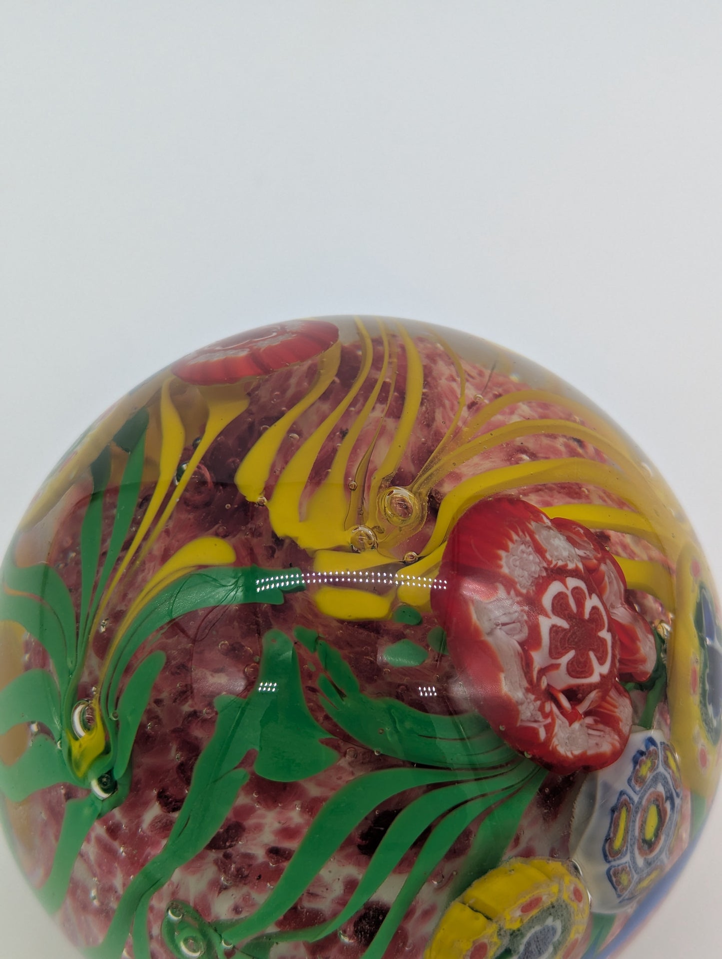 Murano Glas Briefbeschwerer Millefiori Handarbeit Blumendesign