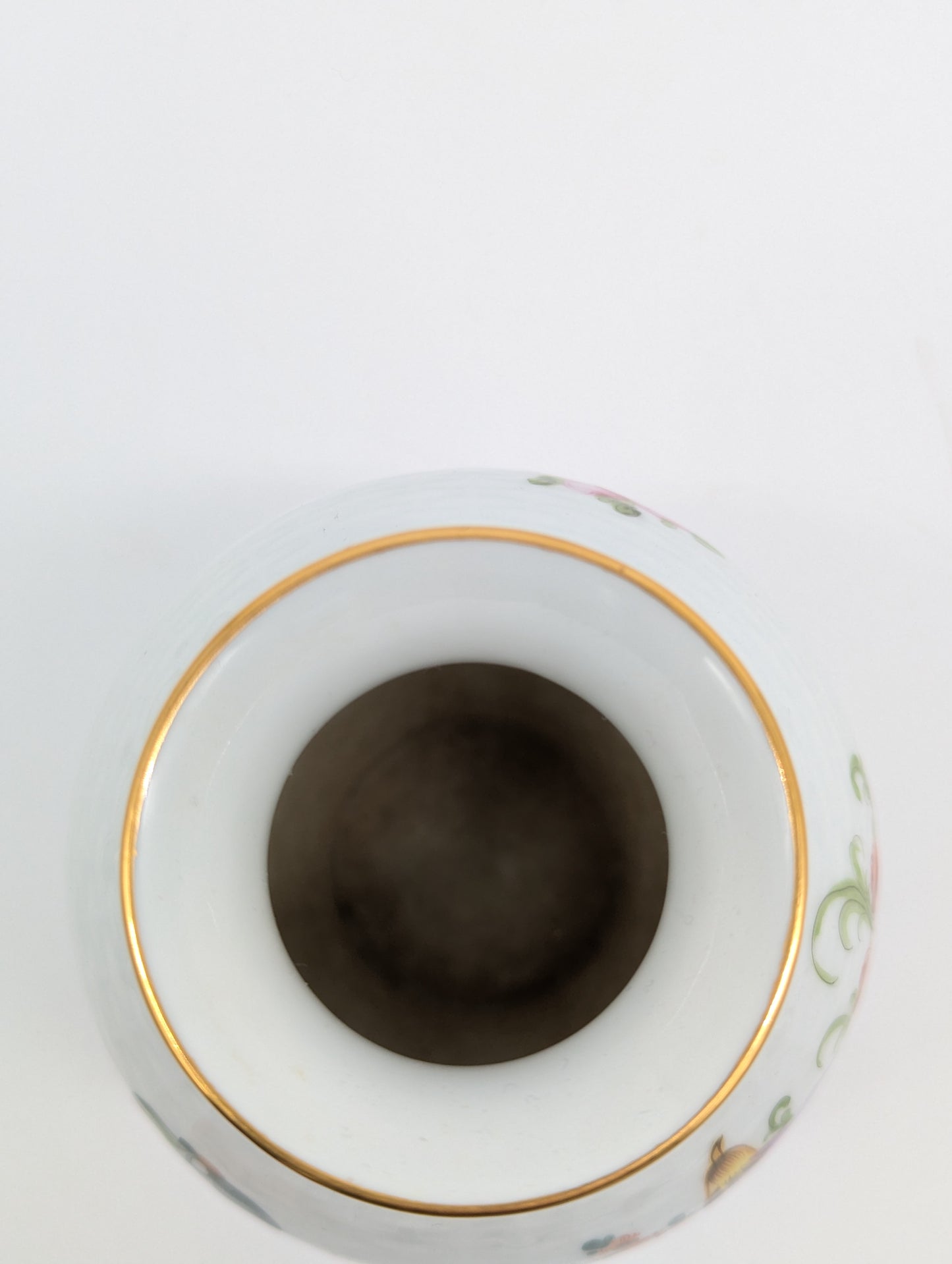 Herend Porzellan Vase Handbemalt mit Blumenmotiv Goldrand Dekoration