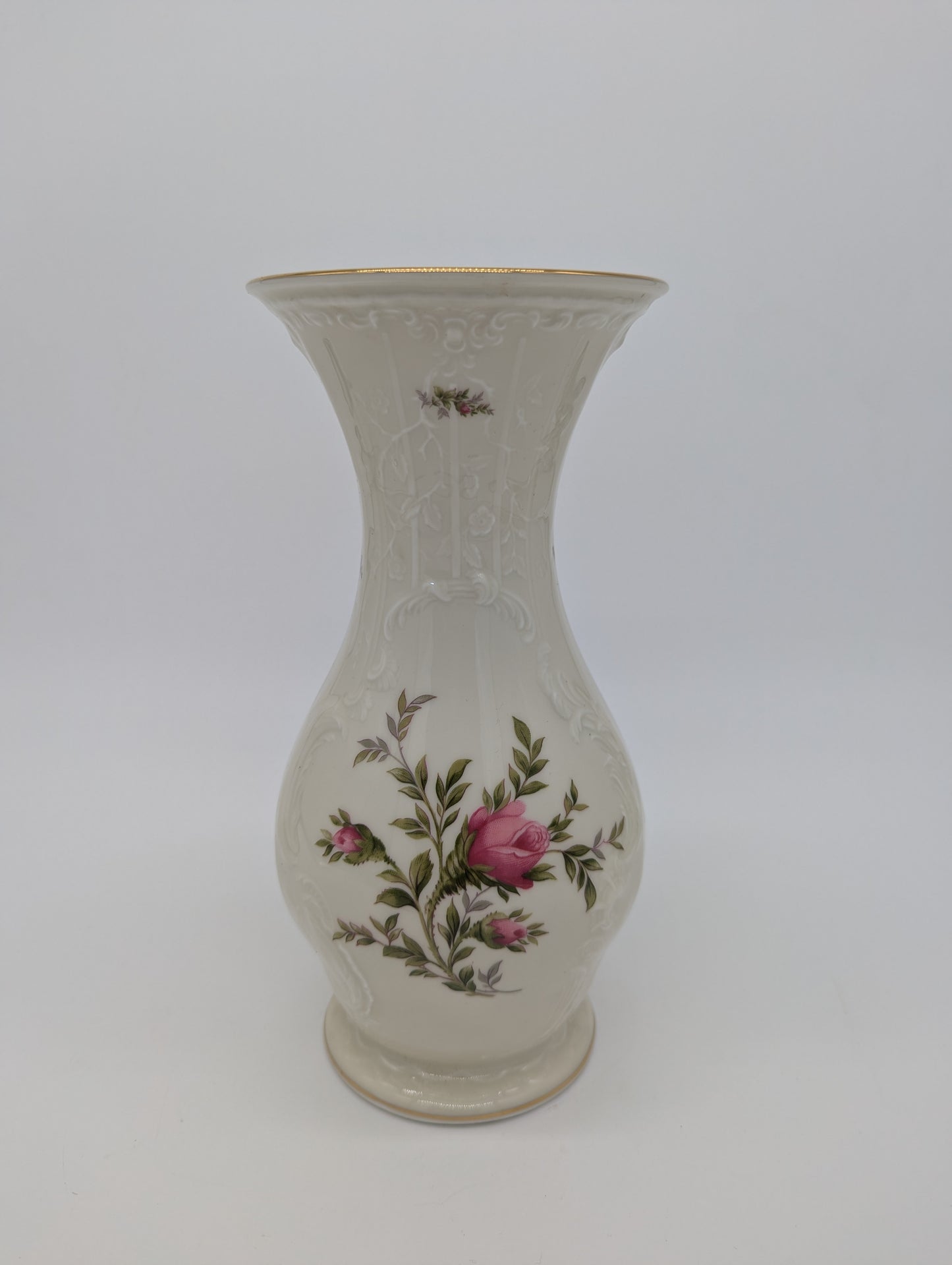 Rosenthal Porzellan Vase Classic Rose Relief Rosen Dekor Goldrand