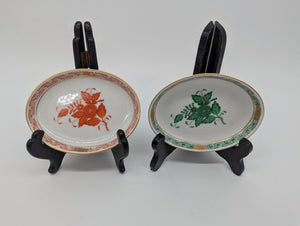 Herend Porzellan Schälchen Apponyi Grün Orange Handbemalt Goldrand Set