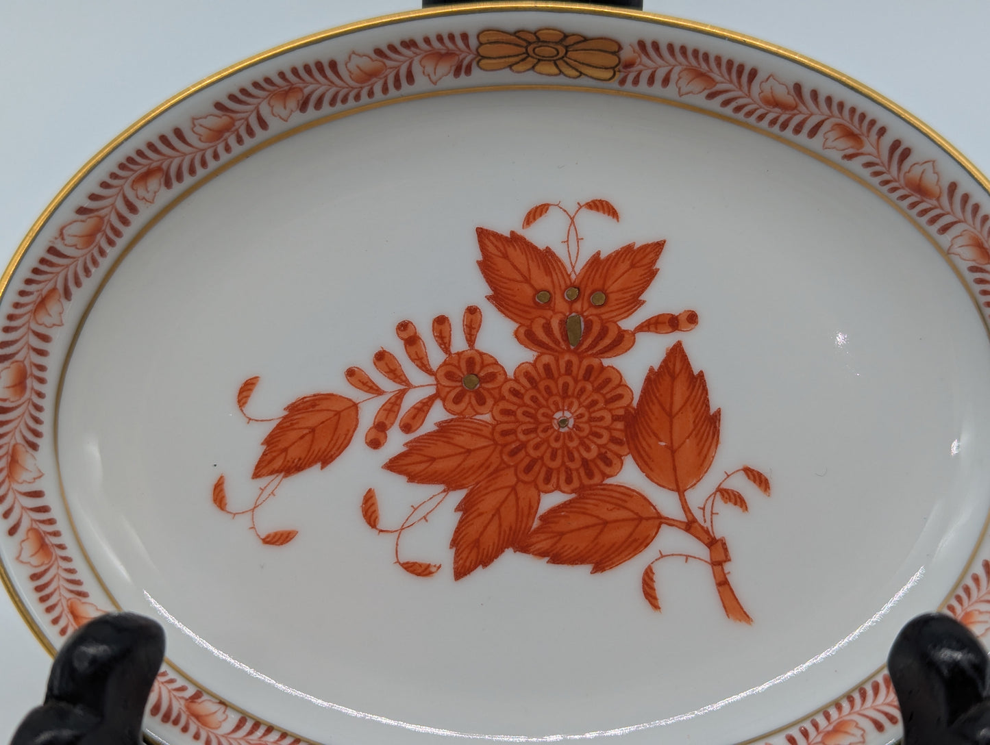 Herend Porzellan Schälchen Apponyi Grün Orange Handbemalt Goldrand Set