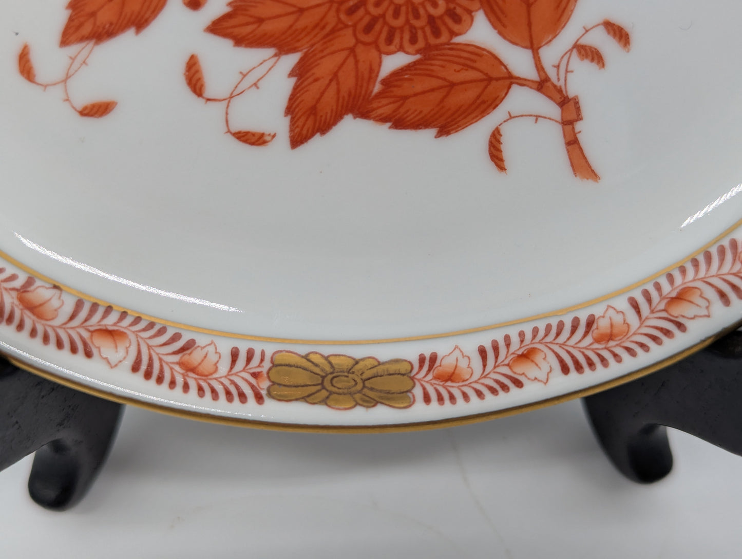 Herend Porzellan Schälchen Apponyi Grün Orange Handbemalt Goldrand Set