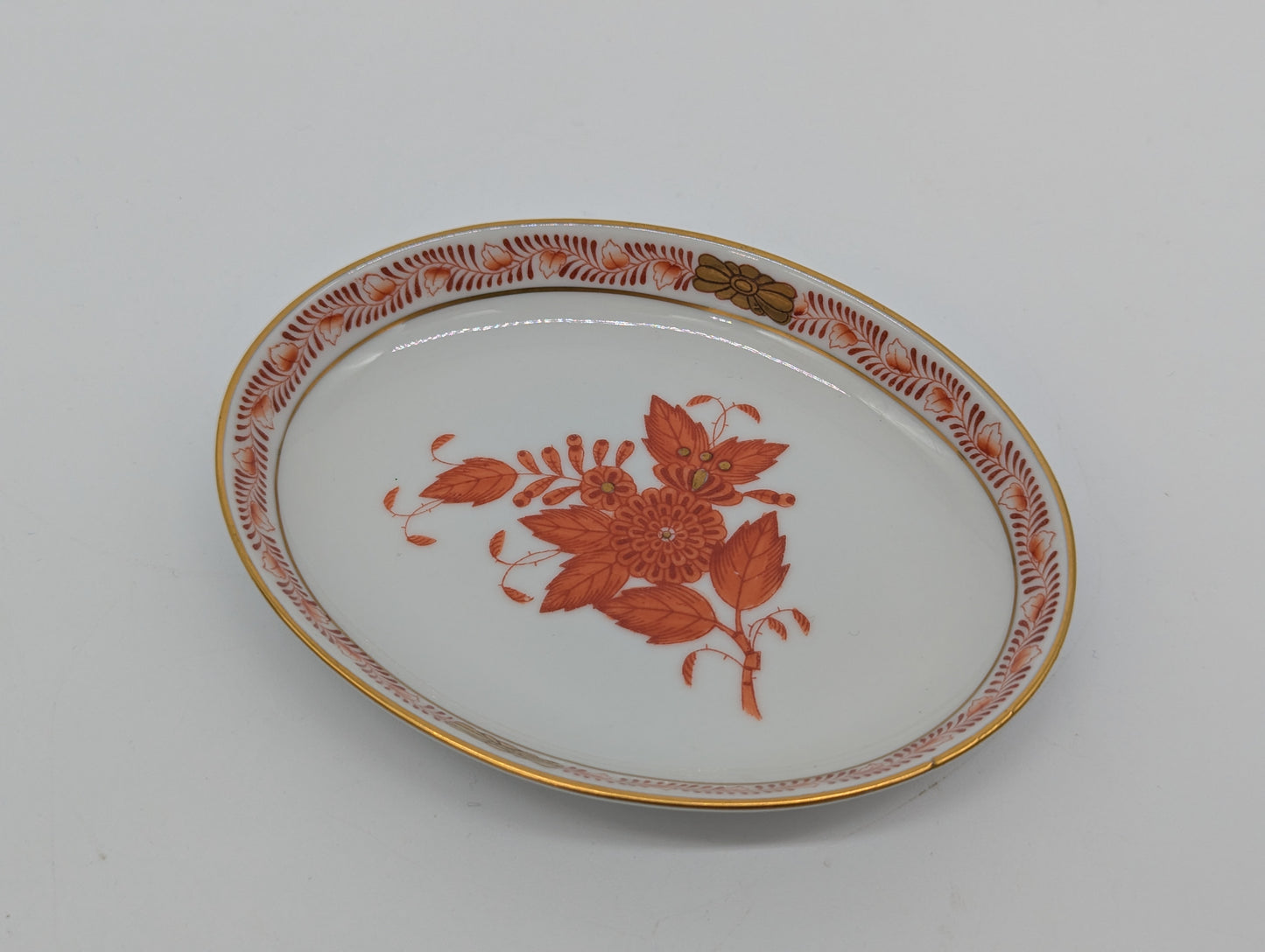 Herend Porzellan Schälchen Apponyi Grün Orange Handbemalt Goldrand Set