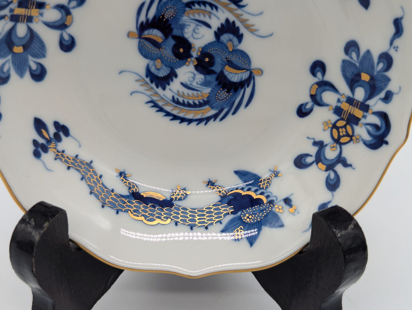 Meissen Porzellan Mokkaset Reicher Drache Blau Gold Tasse Untertasse