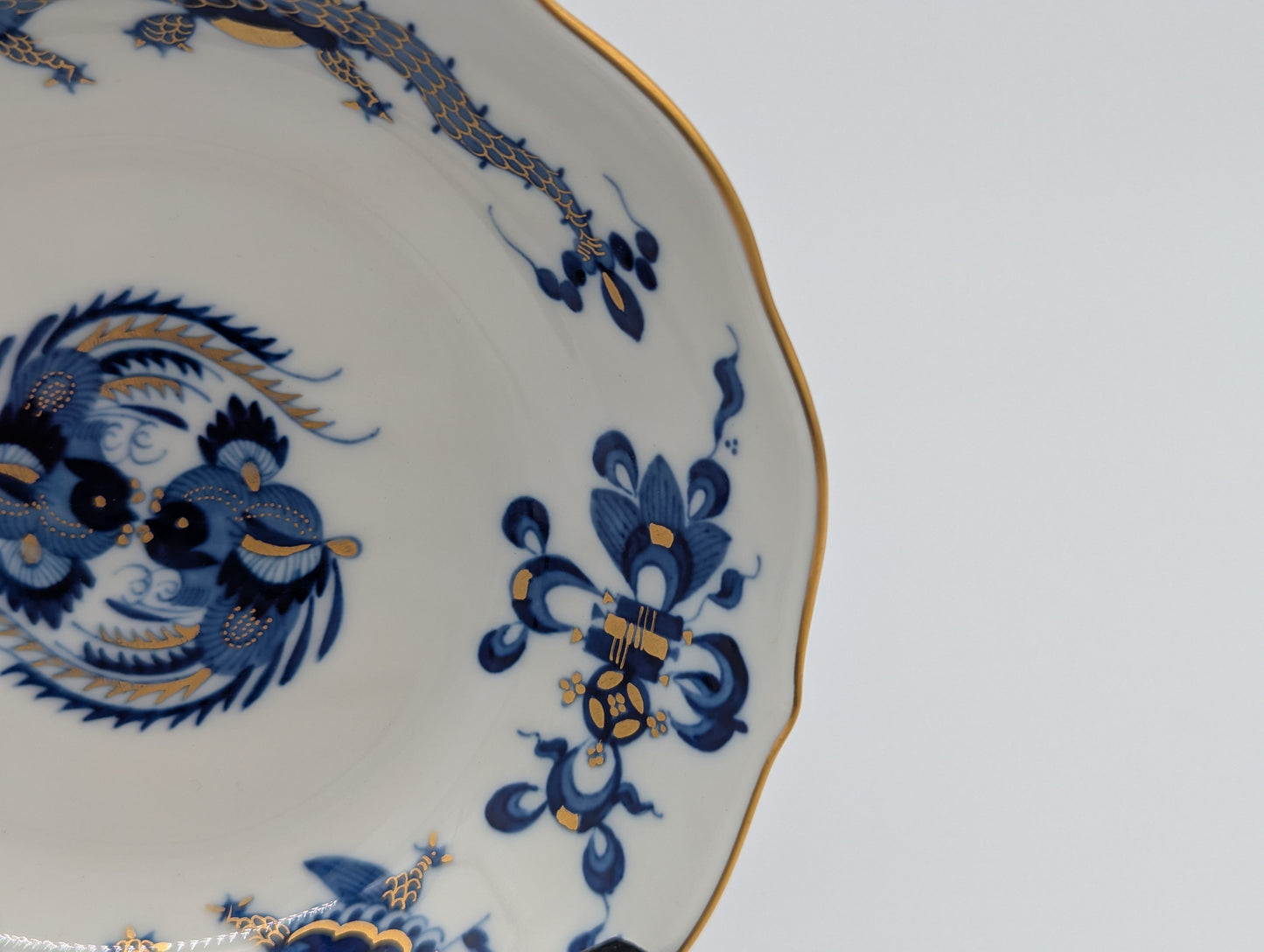 Meissen Porzellan Mokkaset Reicher Drache Blau Gold Tasse Untertasse