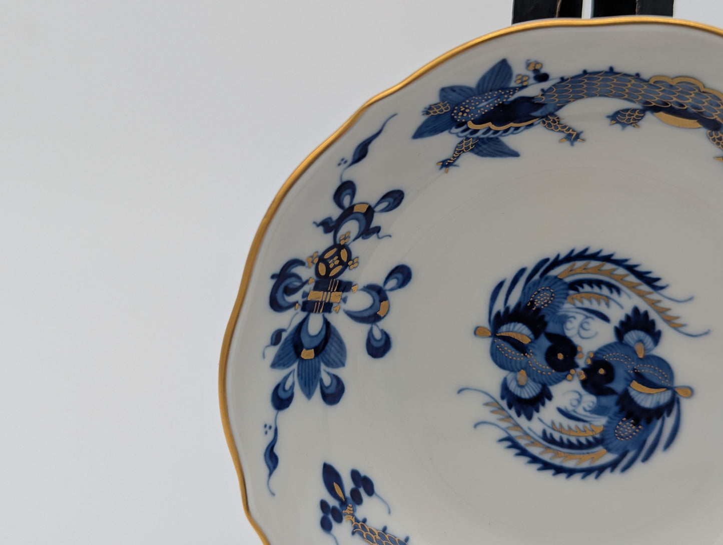 Meissen Porzellan Mokkaset Reicher Drache Blau Gold Tasse Untertasse