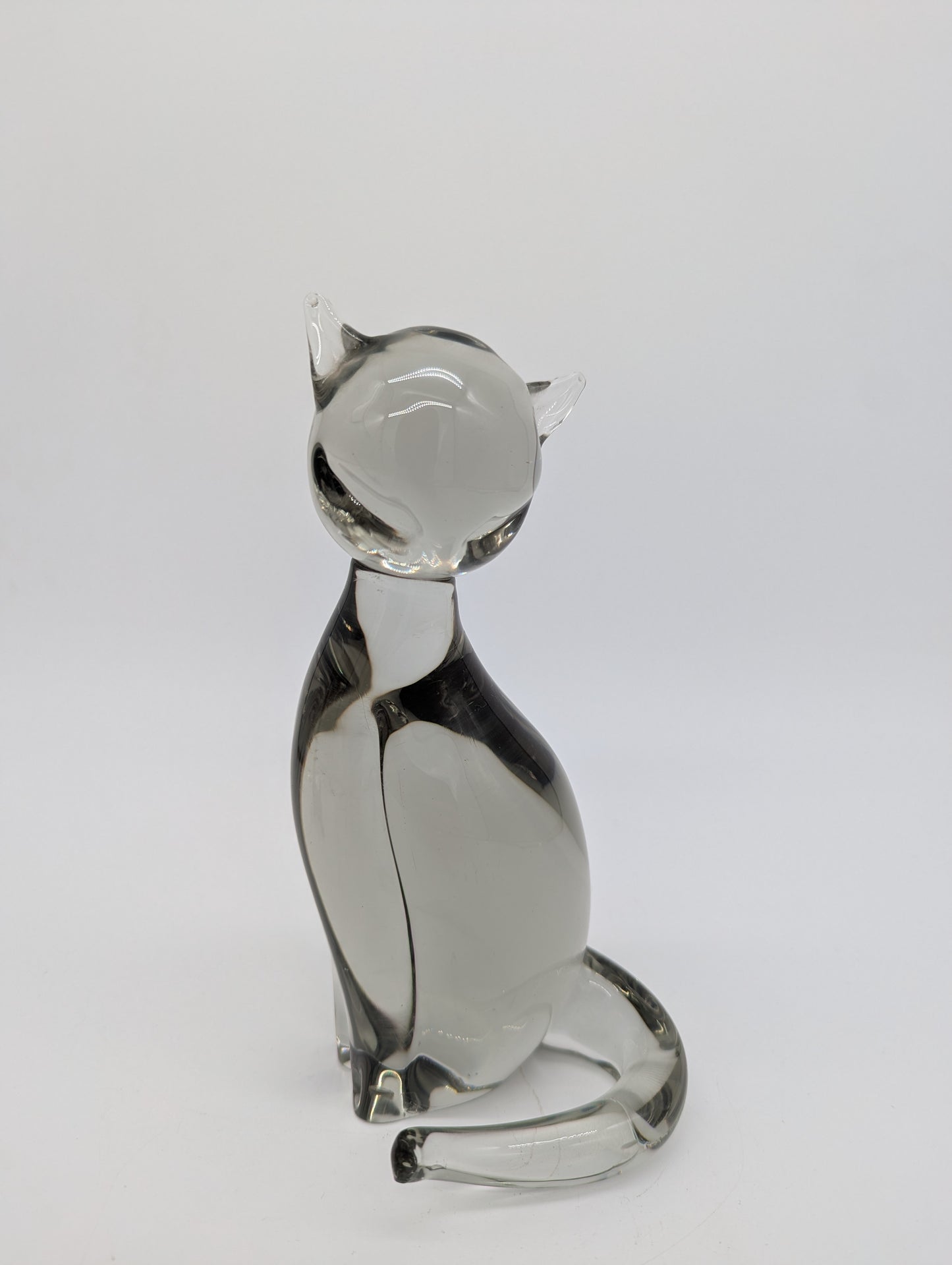 Livio Seguso Murano Glasfigur Katze Rauchglas signiert Italien Designglas