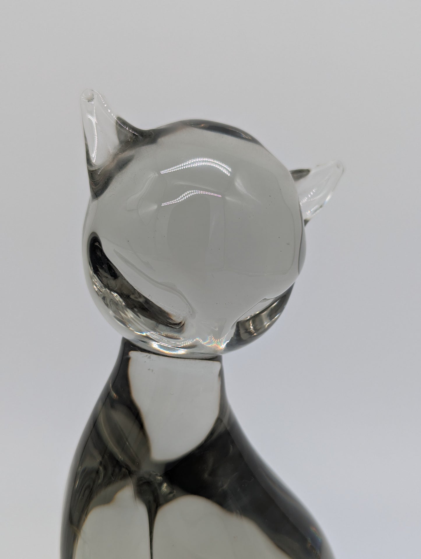 Livio Seguso Murano Glasfigur Katze Rauchglas signiert Italien Designglas