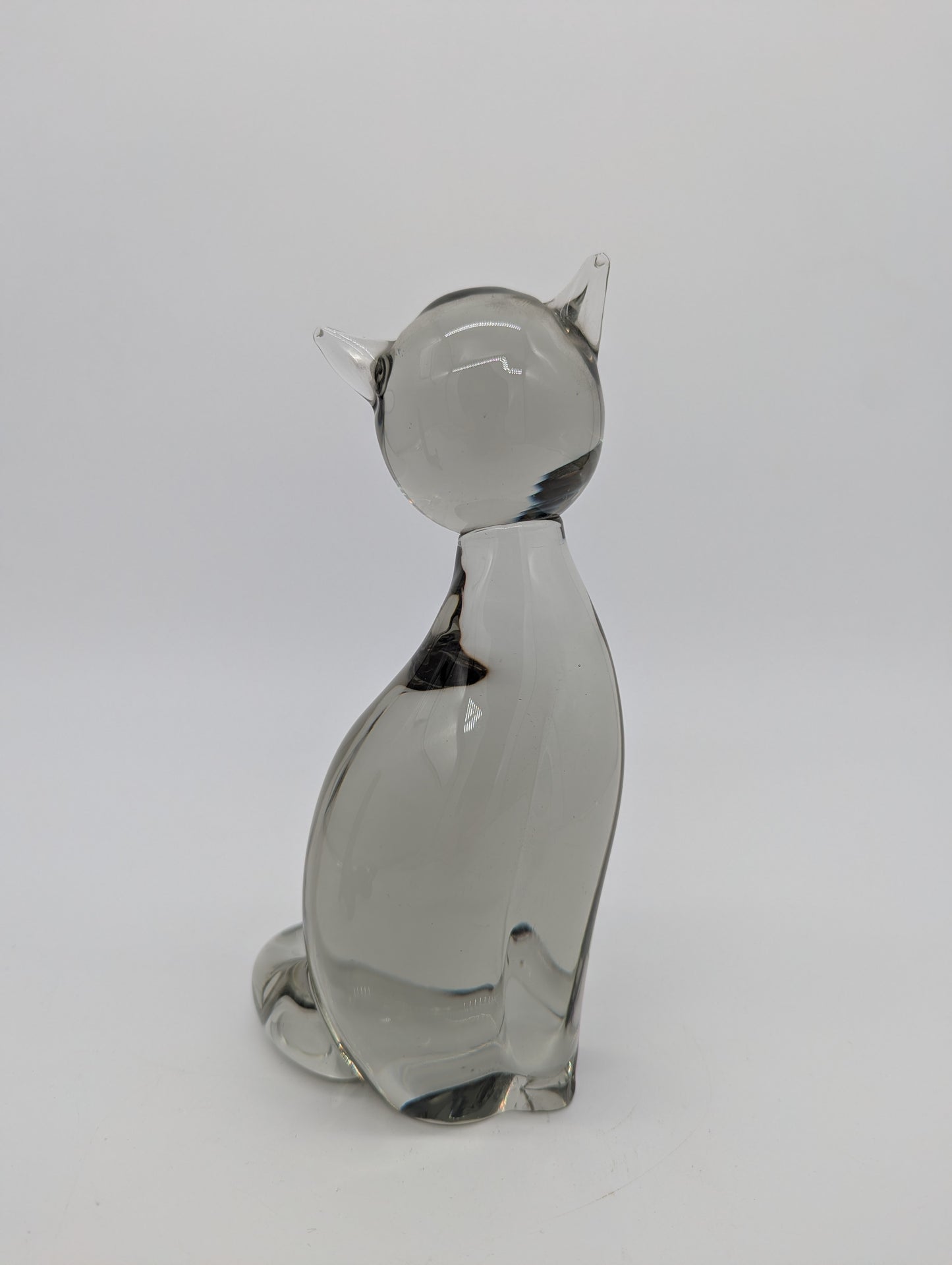 Livio Seguso Murano Glasfigur Katze Rauchglas signiert Italien Designglas