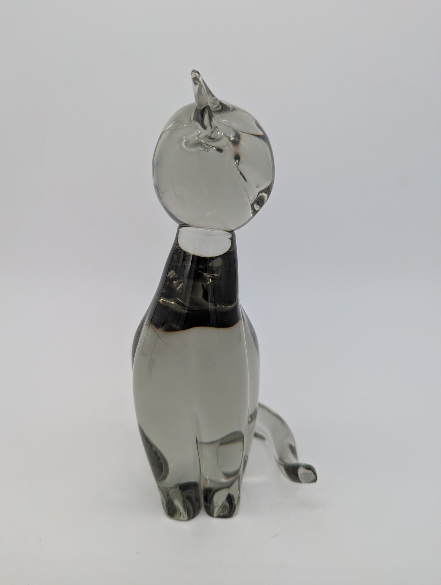 Livio Seguso Murano Glasfigur Katze Rauchglas signiert Italien Designglas