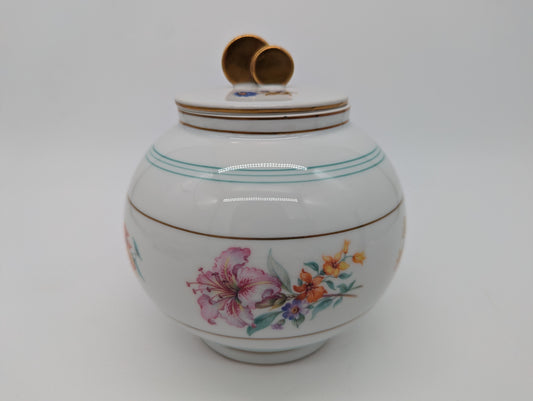 Arzberg Porzellan Dose mit Deckel Blumendekor handbemalt vergoldet